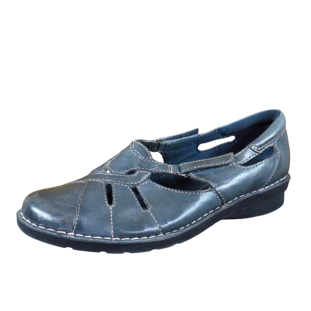 Clarks 39335 Bendables Women Mary Jane Size 9.5 Wide Walking Navy Blue Leather